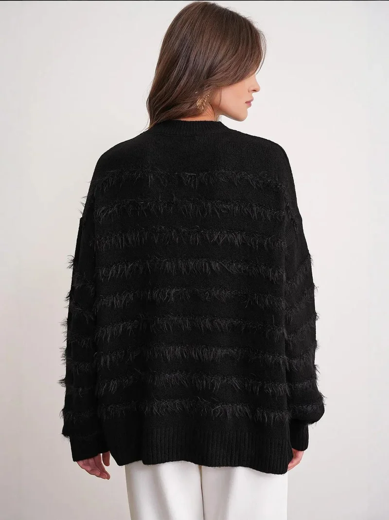 MixRay Black Mixray Relaxed Fit Knit Sweater for Women | Best Price UAE