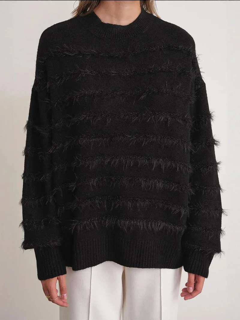 MixRay Black Mixray Relaxed Fit Knit Sweater for Women | Best Price UAE