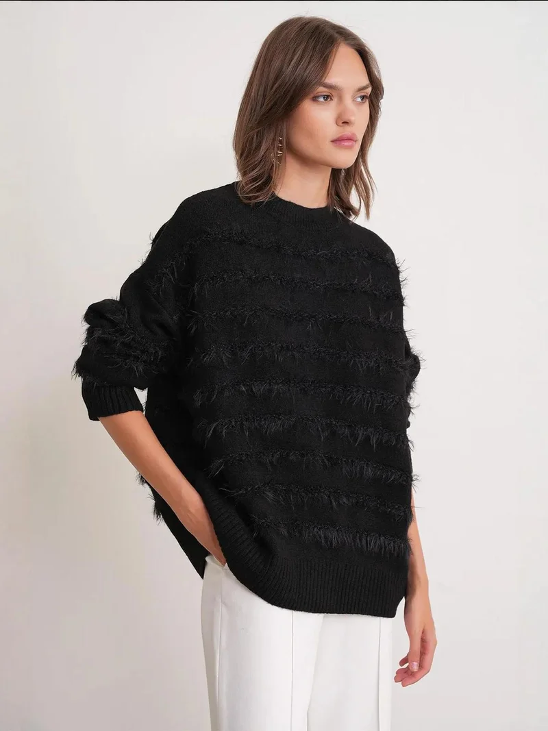 MixRay Black Mixray Relaxed Fit Knit Sweater for Women | Best Price UAE
