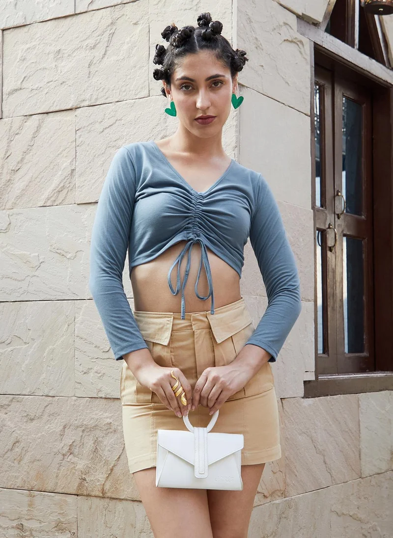 Women's Solid Blue Regular Fit Top