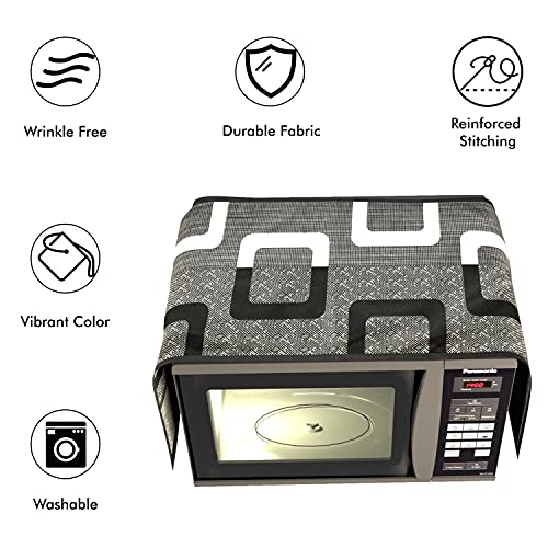 Yellow Weaves Microwave/Oven top ccover 4 Utility Pocket Color (Black Grey) - Image 4