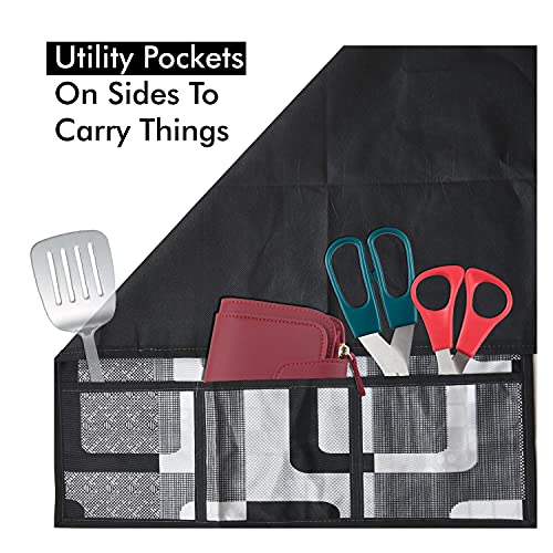 Yellow Weaves Microwave/Oven top ccover 4 Utility Pocket Color (Black Grey) - Image 5