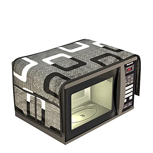 Yellow Weaves Microwave/Oven top ccover 4 Utility Pocket Color (Black Grey) - Image 1