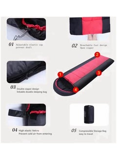 Cool Baby Style COOLBABY Extra Wide Sleeping Bag Lightweight Waterproof Warm Adult Camping Sleeping Bag with Compression Bag Backpacking Sleeping Bag for Outdoor Camping Hiking and Travel (Red)  - Image 4