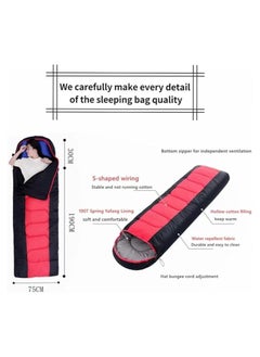 Cool Baby Style COOLBABY Extra Wide Sleeping Bag Lightweight Waterproof Warm Adult Camping Sleeping Bag with Compression Bag Backpacking Sleeping Bag for Outdoor Camping Hiking and Travel (Red)  - Image 3