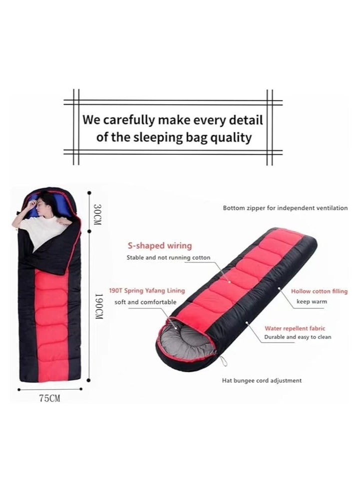 Cool Baby Style COOLBABY Extra Wide Sleeping Bag Lightweight Waterproof Warm Adult Camping Sleeping Bag with Compression Bag Backpacking Sleeping Bag for Outdoor Camping Hiking and Travel (Red)  - Image 3