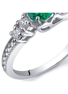 PEORA Simulated Emerald Solstice Ring For Women 925 Sterling Silver, 5Mm Round Shape, Comfort Fit, Size 7, Promise, Engagement, Statement Ring, Jewelry Gift, For Gifts & Everyday Wear  - Image 5