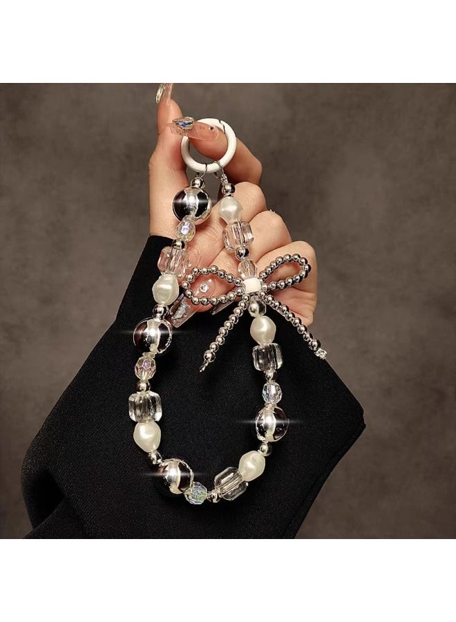 NIBEMINENT Beaded Phone Lanyard, Anti Lost Removable Wrist Strap, Hanging Chain Bowknot Bracelet Pendant, Phone Keychain Lanyard - Image 1