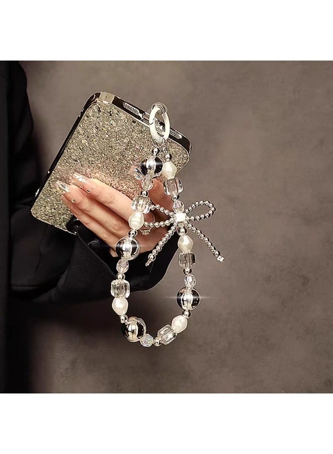 NIBEMINENT Beaded Phone Lanyard, Anti Lost Removable Wrist Strap, Hanging Chain Bowknot Bracelet Pendant, Phone Keychain Lanyard - Image 2