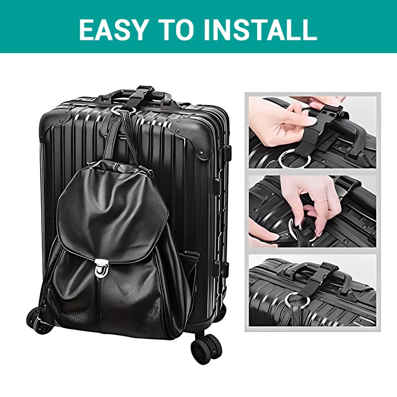 Yopolaz 2 Pack Add a Bag Luggage Straps - Adjustable Suitcase Belts Travel Accessories - Jacket Gripper Arm Saver Easy to Carry Your Extra Bags (Black) - Image 2