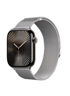 Generic Stainless Steel Milanese Loop Compatible with Apple Watch Band 46mm 42mm 44mm 45mm 49mm men and women, Mesh Loop Magnetic Clasp Replacement for iWatch Bands 10 ,Silver  - Image 2