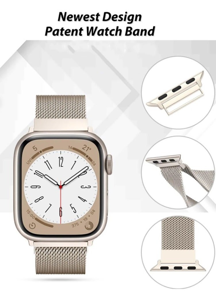 Stainless Steel Milanese Loop Compatible with Apple Watch Band 46mm 42mm 44mm 45mm 49mm men and women, Mesh Loop Magnetic Clasp Replacement for iWatch Bands 10 ,Silver  - Image 3