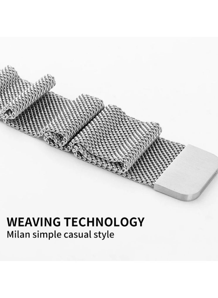 Stainless Steel Milanese Loop Compatible with Apple Watch Band 46mm 42mm 44mm 45mm 49mm men and women, Mesh Loop Magnetic Clasp Replacement for iWatch Bands 10 ,Silver  - Image 4