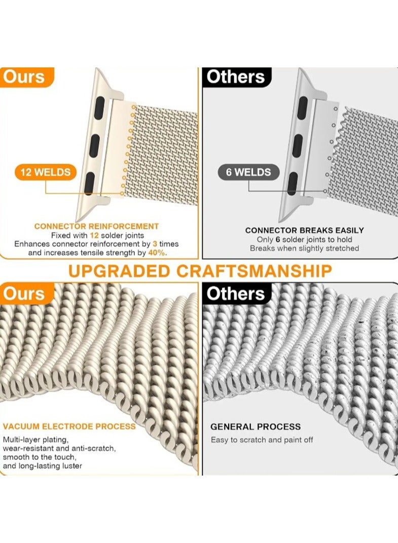Stainless Steel Milanese Loop Compatible with Apple Watch Band 46mm 42mm 44mm 45mm 49mm men and women, Mesh Loop Magnetic Clasp Replacement for iWatch Bands 10 ,Silver  - Image 5