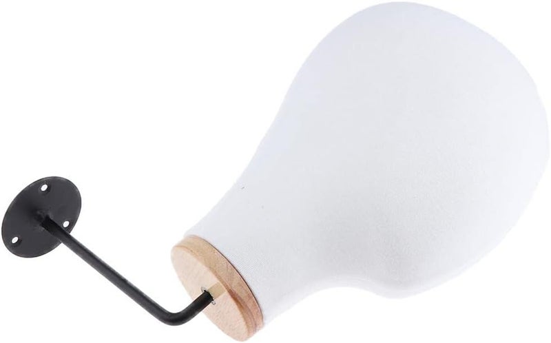 HouseVibe Wall Mount Wig Head Cork Canvas Mannequin Head with Stand Screws Set for Wigs Making Display Styling 21 Inch - White - Image 5