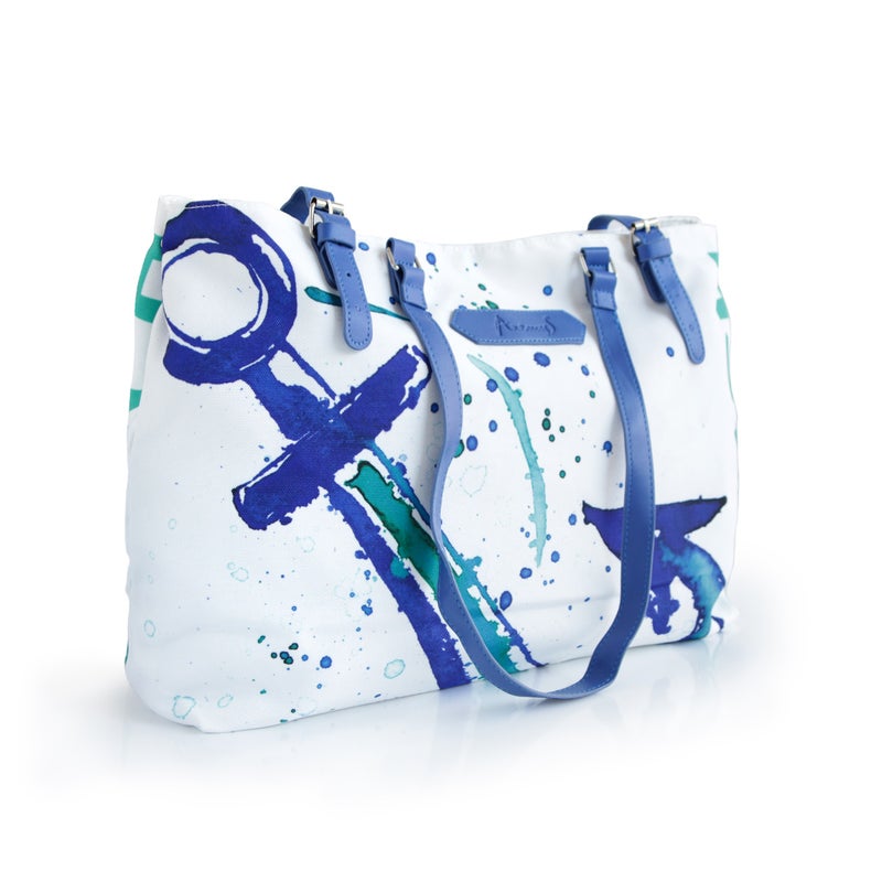 Anemoss Women's Beach Tote Bag, Waterproof Sandproof Hand Bags, Lighweight Fashionable Shoulder Bag, Large Capacity, Anchor Design Bag for Picnic Shopping, Gifts for Women and Girls - Image 3