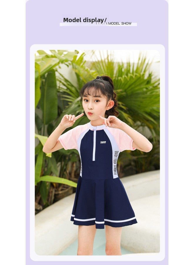 إسكدنيا ملابس سباحة نايلون للأطفال للفتيات على الطراز الكوري ملابس سباحة منقسمة مضادة للضوء على الشاطئ ملابس سباحة ربيع حار بالجملة-اللون: YYDS031 وردي- - Image 1