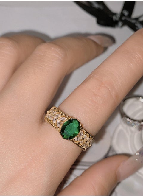 Fine Design Micropavé Corundum Ring with Zirconia Diamonds - 18k Plated