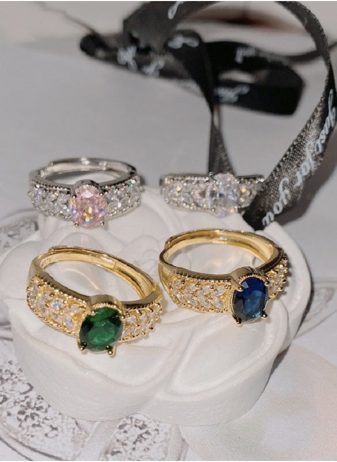 Beauenty - Fine Design Micropavé Corundum Ring with Zirconia Diamonds - 18k Plated - Image 1