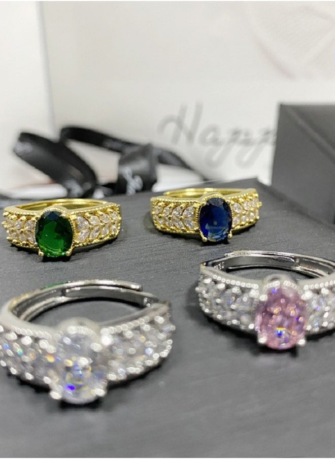 Beauenty - Fine Design Micropavé Corundum Ring with Zirconia Diamonds - 18k Plated - Image 1