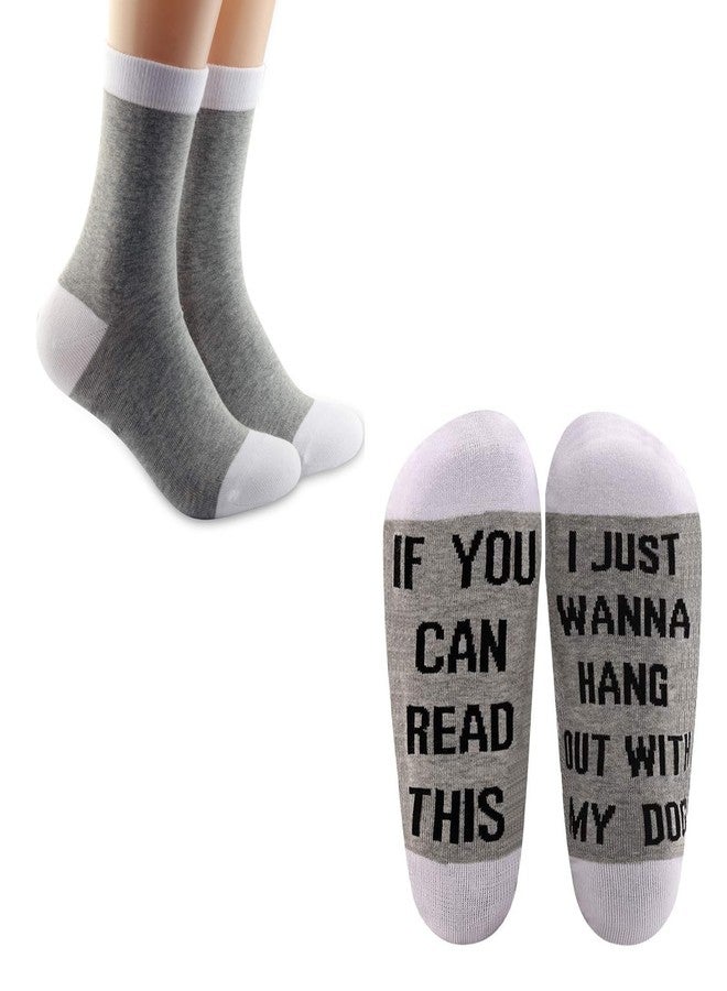 ليفلو جوارب LEVLO لمحبي الكلاب ومالكيها والأمهات، جوارب قطنية مكتوب عليها "إذا كنت تستطيع قراءة هذا، فأنا أريد فقط قضاء بعض الوقت مع كلبي" (زوجان/مجموعة) - Image 1
