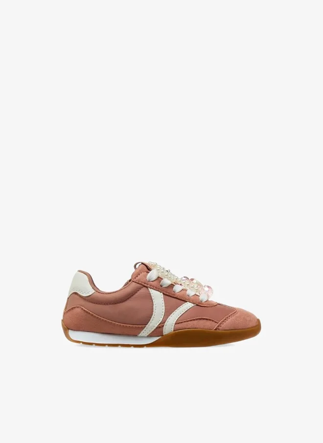 ليتل ميسي Girls Embellished Lace-Up Sneakers