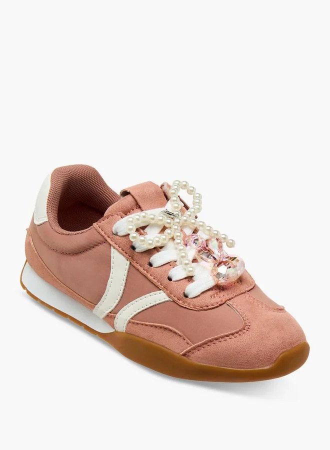 Little Missy Girls Embellished Zip Detail School Sneakers