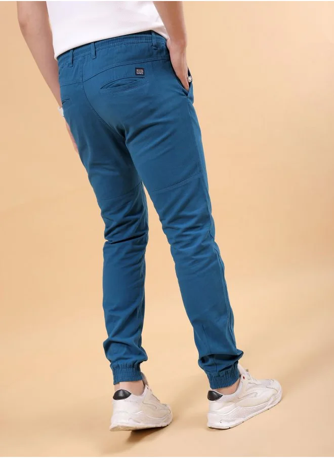 The Indian Garage Co Men Slim Fit Solid Mid-Rise Elasticated Linen Jogger Trouser
