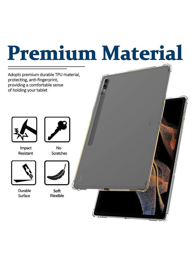 Excefore Compatible for Samsung Galaxy Tab S9 Ultra Tablet Case Clear, Soft TPU Ultra-Thin Cover, Full Coverage Air-Cushion Shockproof Protective Bumper Case, 14.6 inch 2023 - Image 3