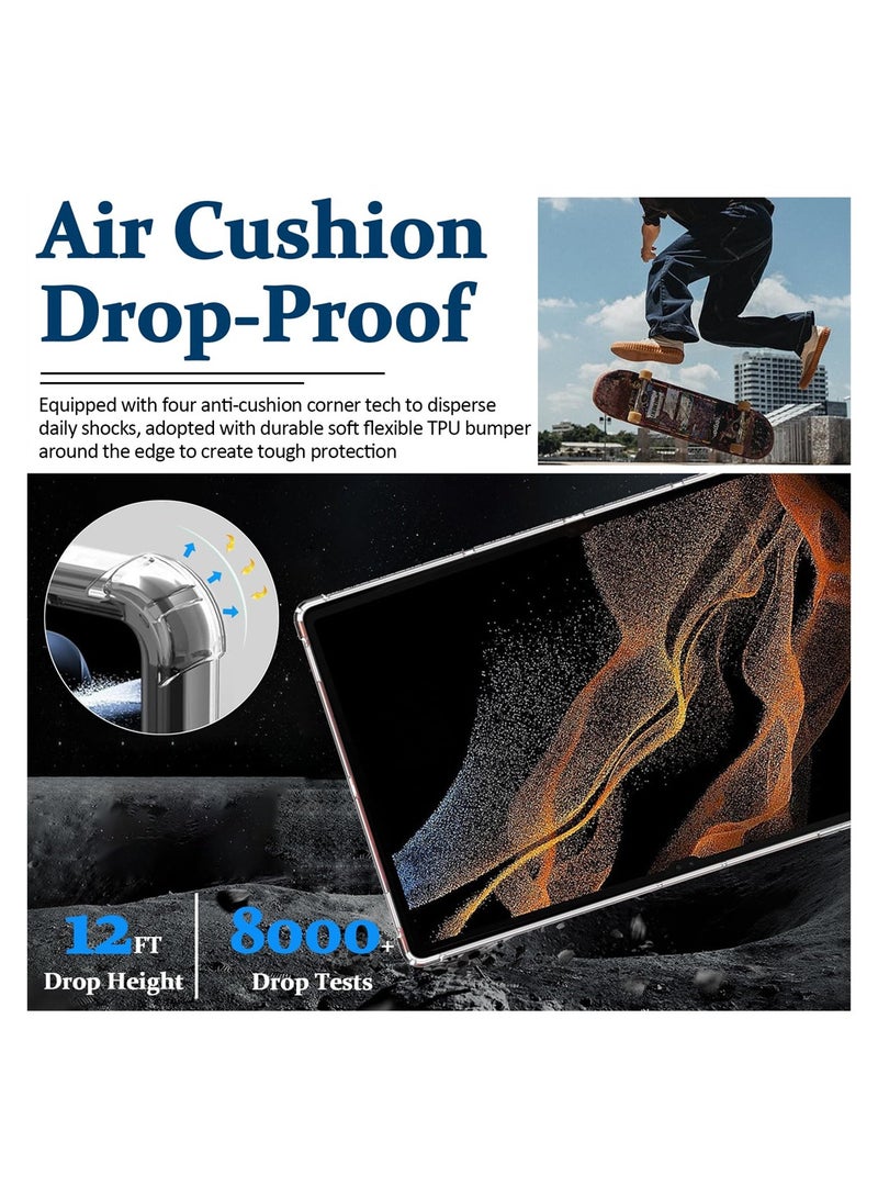 Excefore Compatible for Samsung Galaxy Tab S9 Ultra Tablet Case Clear, Soft TPU Ultra-Thin Cover, Full Coverage Air-Cushion Shockproof Protective Bumper Case, 14.6 inch 2023 - Image 5