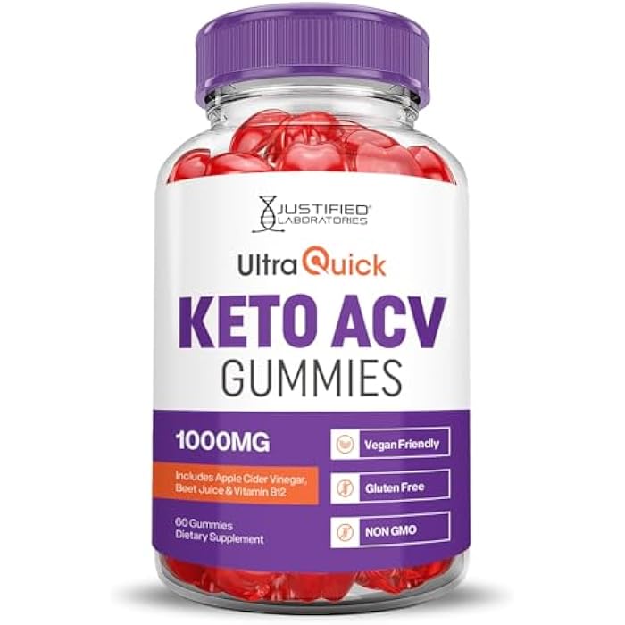 Justified Laboratories Ultra Quick Keto ACV Gummies Advanced Formula 1000MG Ultraquick Keto Gummies Apple Cider Vinegar Formulated with Pomegranate Beet Juice Powder B12 Vegan Non GMO 60 Gummys - Image 5