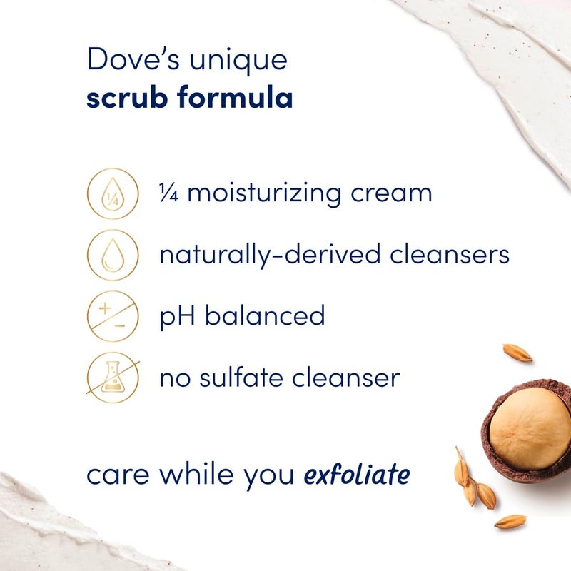 Dove Scrub Macadamia Rice Milk Body Scrub Exfoliates and Deeply Nourishes for Smooth, Radiant Skin 15 oz - Image 3