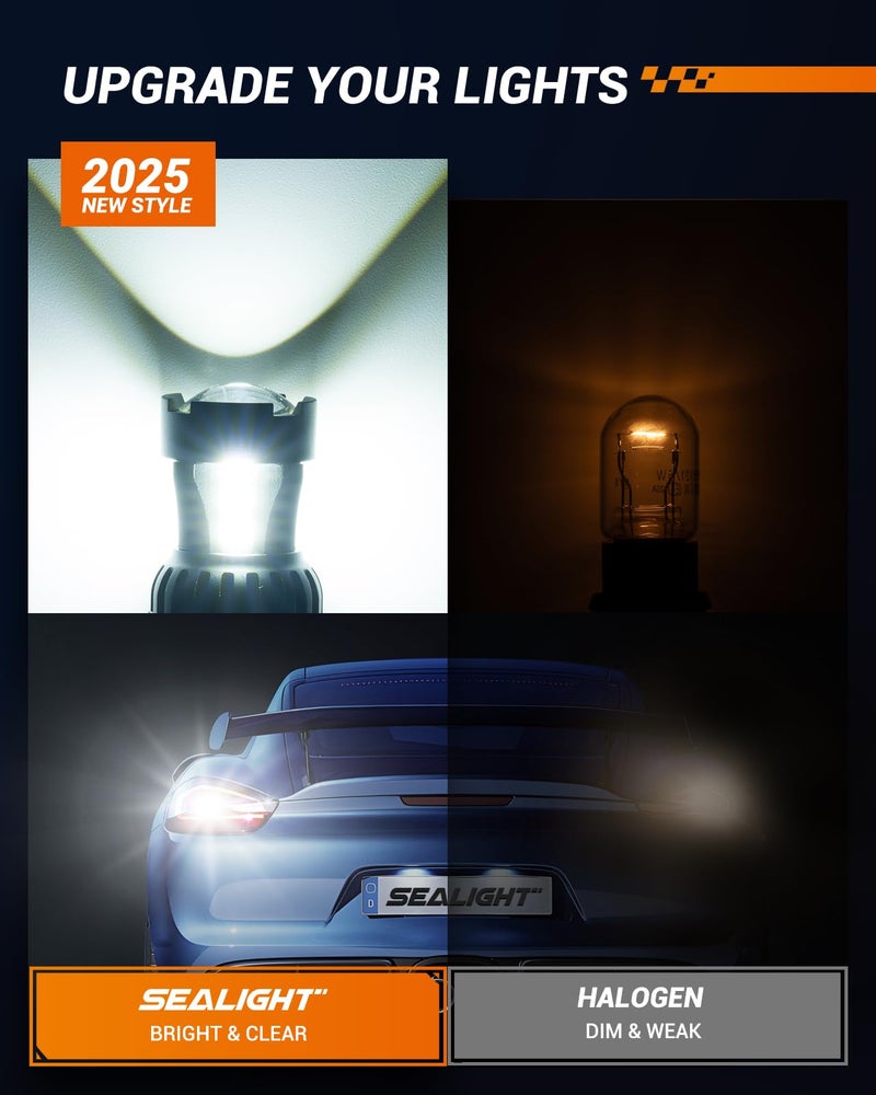 SEALIGHT 7443 7440 LED Bulb White Reverse Light, 7444na 7441 7444 T20 W21W LED Light Bulb with Projector for Backup Light,Tail Light,Brake Parking, Pack of 2 - Image 3