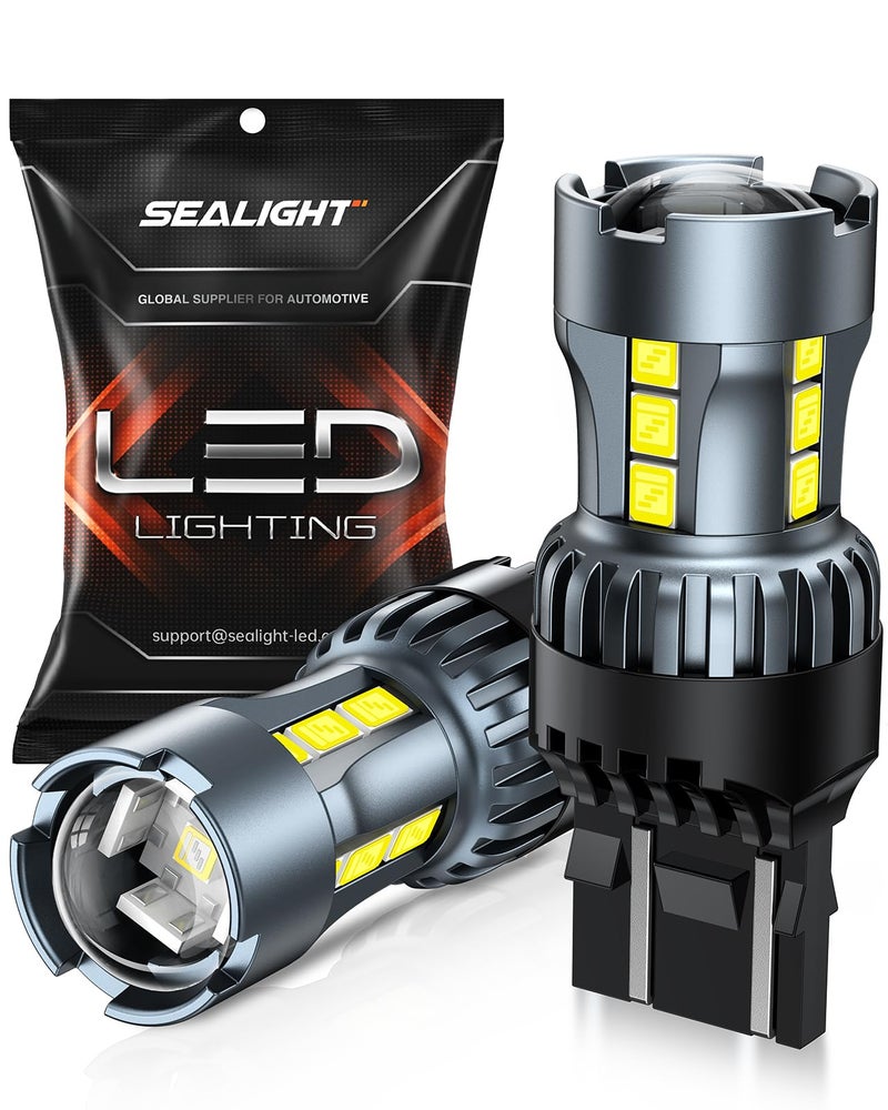 SEALIGHT 7443 7440 LED Bulb White Reverse Light, 7444na 7441 7444 T20 W21W LED Light Bulb with Projector for Backup Light,Tail Light,Brake Parking, Pack of 2 - Image 1
