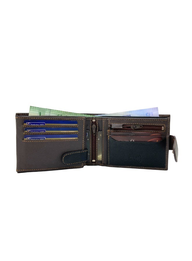 ليفراي محفظة "لافيري" (Laveri) من الجلد الطبيعي بتصميم مميز وحماية RFID - باللونين البني والأسود - Image 1