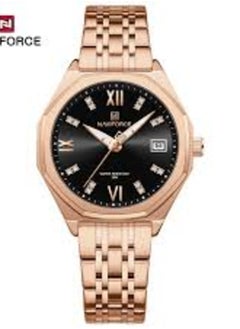 NF5052 Elegant Rose Gold Stainless Steel Men's Watch – Black Dial Design