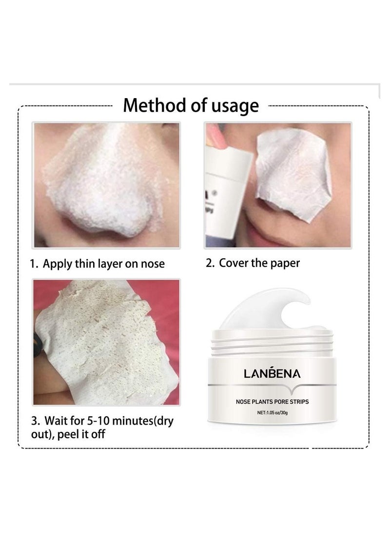 LANBENA شرائح مسام الأنف من لانبينا، 30 جرام، 60 قطعة، مصل علاج المسام، تقليص المسام، مجموعة من قطعتين - Image 5