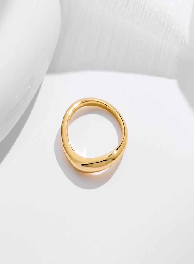 ليلي آند وايت خواتم ذهبية من LILIE&WHITE بتصميم موجة للنساء، خواتم عصرية قابلة للتكديس، خاتم ذهبي ملتوي أنيق، خاتم ذهبي عصري مناسب للارتداء اليومي، هدية مجوهرات، مقاس 8 - Image 5