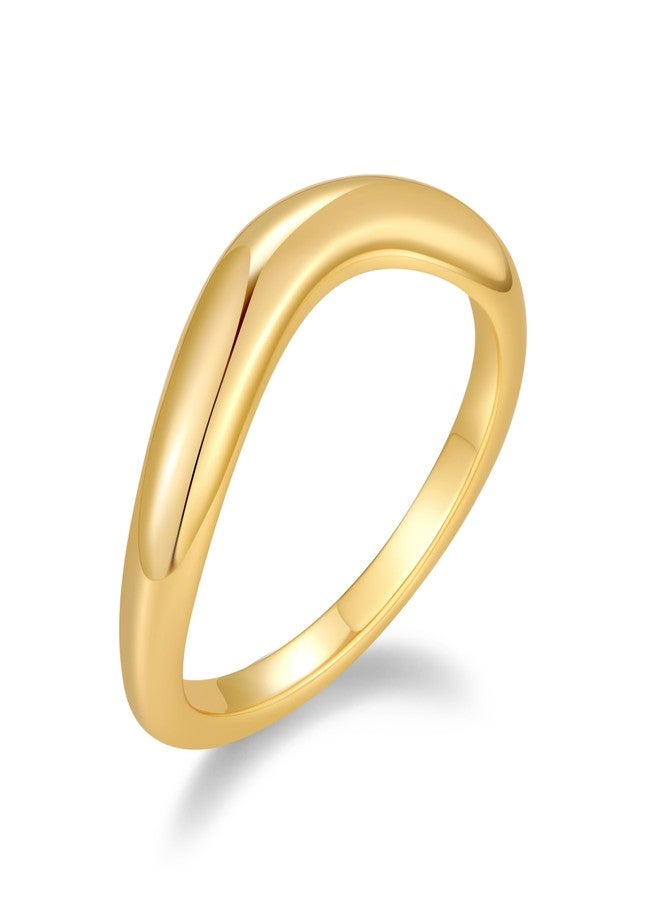 ليلي آند وايت خواتم ذهبية من LILIE&WHITE بتصميم موجة للنساء، خواتم عصرية قابلة للتكديس، خاتم ذهبي ملتوي أنيق، خاتم ذهبي عصري مناسب للارتداء اليومي، هدية مجوهرات، مقاس 8 - Image 1