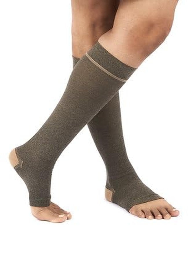 FederFlex Class 2 Compression Stockings - Open Toe | Knee Length | Medium | Black - Image 1