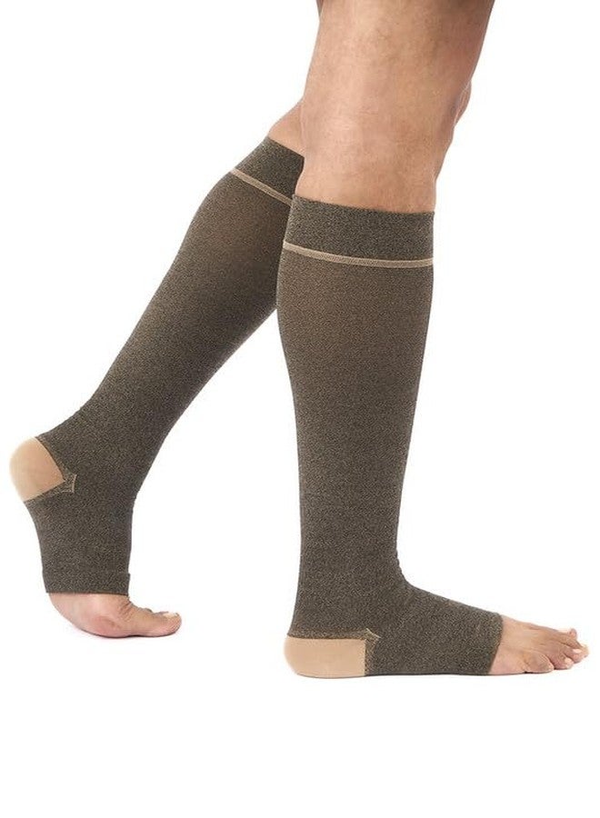 FederFlex Class 2 Compression Stockings - Open Toe | Knee Length | Medium | Black - Image 2