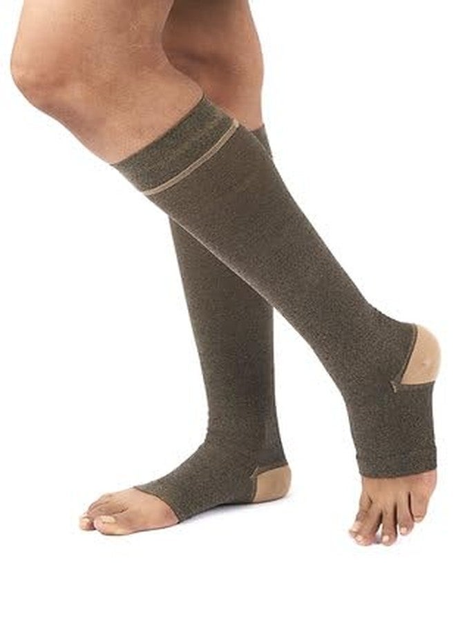 FederFlex Class 2 Compression Stockings - Open Toe | Knee Length | Medium | Black - Image 3