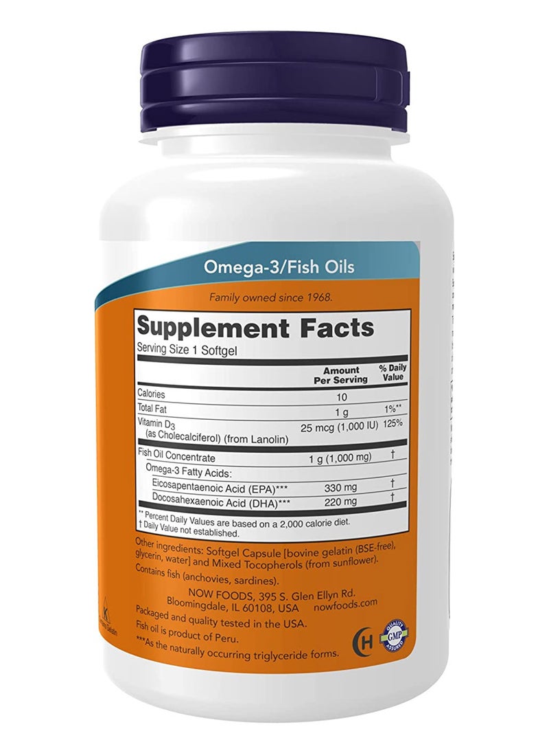 now Foods Tri-3D Omega 1000Mg 330-220 Softgels 90'S  - Image 2
