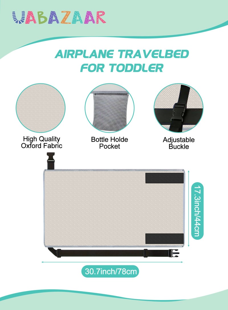 URbazaar Toddler Travel Bed，Toddler Airplane Seat Extender, Foldable Travel Bed for Kids, Portable Plane Travel Essentials for Toddler Leg Rest & Lie Down, with Side Pockets (white) - Image 2