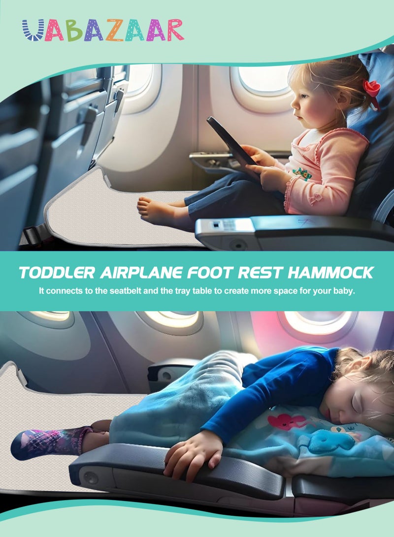 URbazaar Toddler Travel Bed，Toddler Airplane Seat Extender, Foldable Travel Bed for Kids, Portable Plane Travel Essentials for Toddler Leg Rest & Lie Down, with Side Pockets (white) - Image 5