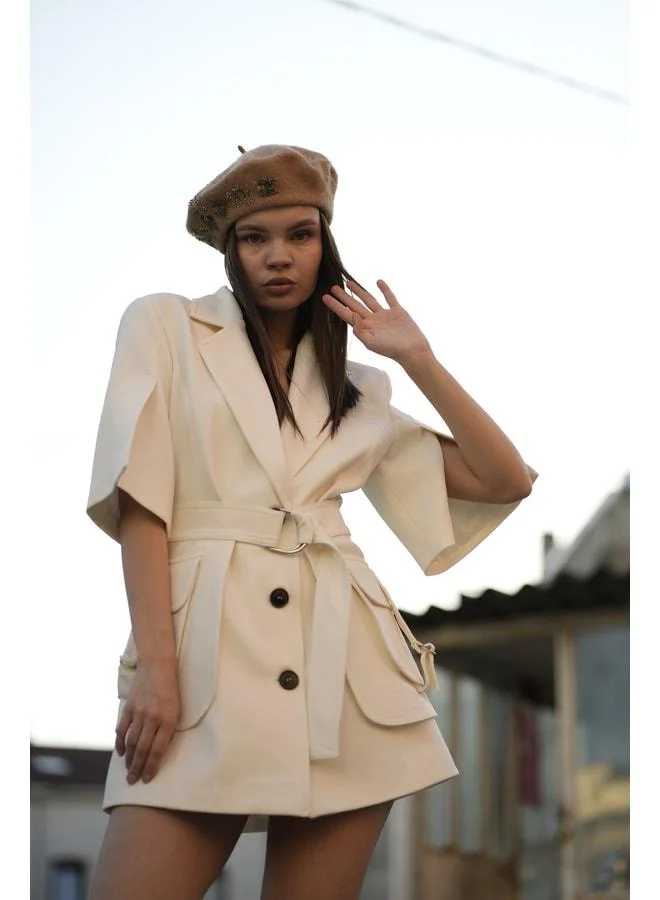 GACACOLLECTION RAVENNA Pocket Removable Belt Jacket Dress
