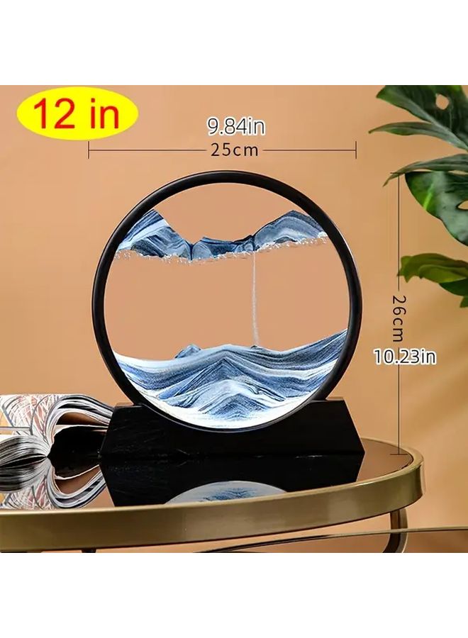 Large Blue Timer Sand Art Decor Modern Tabletop Accent For Home Office - Image 1