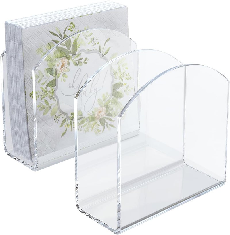 PITBVO Napkin Holder, 2 Pack Clear Acrylic Napkin Tissue Holder for Table,Tissue Paper Cocktail Napkin Holder for Kitchen, Dinner Napkin Dispenser for Bar, Restaurant - Image 1