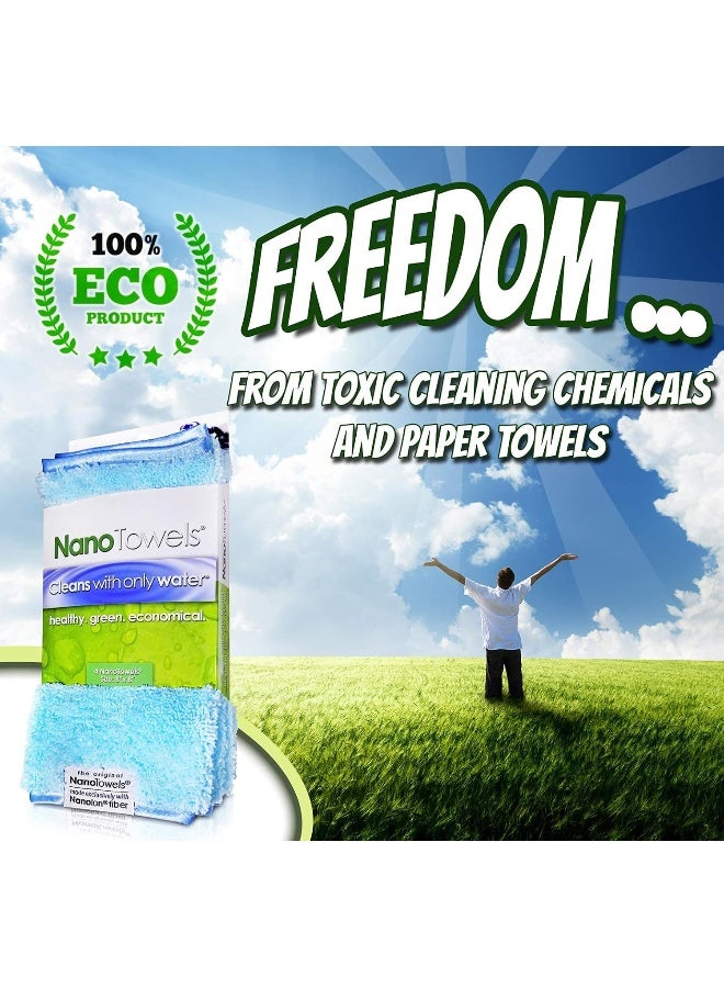 Life Miracle Nano Towels - Amazing Eco Fabric That Cleans Virtually Any Surface With Only Water. No More Paper Towels Or Toxic Chemicals | 4-Pack (8x8", Seashore Teal) - Image 3