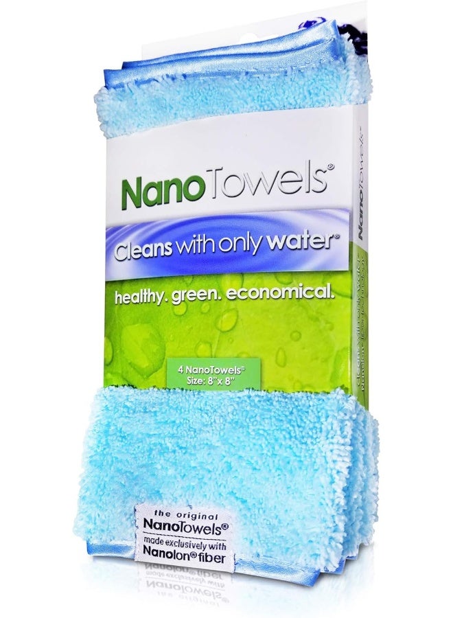 Life Miracle Nano Towels - Amazing Eco Fabric That Cleans Virtually Any Surface With Only Water. No More Paper Towels Or Toxic Chemicals | 4-Pack (8x8", Seashore Teal) - Image 1